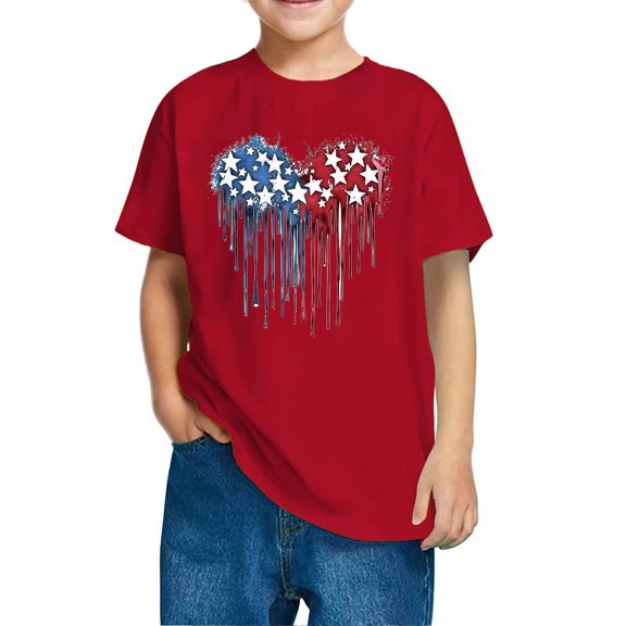 FamilyThread American Flag Shirt for Kids Boys Girls th of July Outfit Independence Day T-Shirt Toddler Patriotic Tee Top