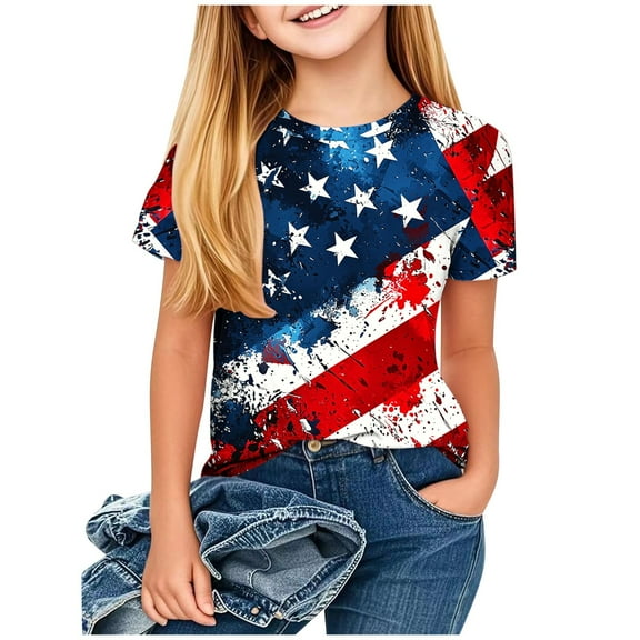 FamilyThread American Flag Shirt for Kids Boys Girls th of July Outfit Independence Day T-Shirt Toddler Patriotic Tee Top