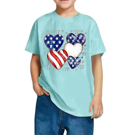 FamilyThread American Flag Shirt for Kids Boys Girls th of July Outfit Independence Day T-Shirt Toddler Patriotic Tee Top