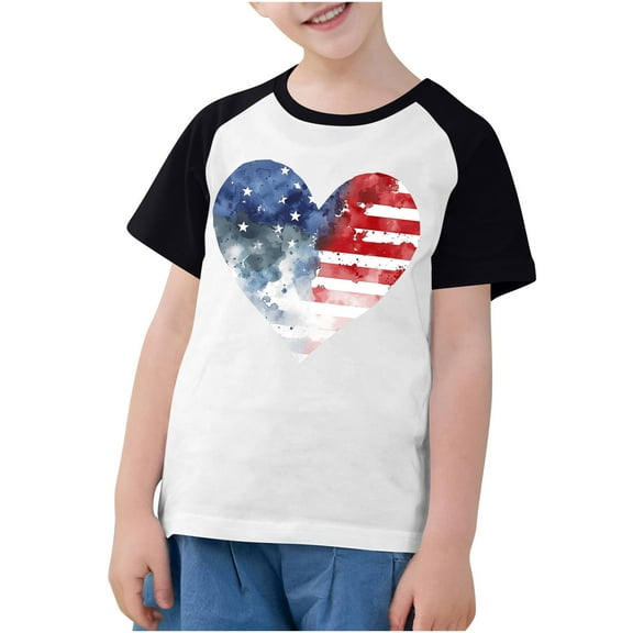 FamilyThread American Flag Shirt for Kids Boys Girls th of July Outfit Independence Day T-Shirt Toddler Patriotic Tee Top