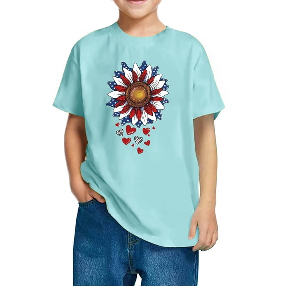 FamilyThread American Flag Shirt for Kids Boys Girls th of July Outfit Independence Day T-Shirt Toddler Patriotic Tee Top