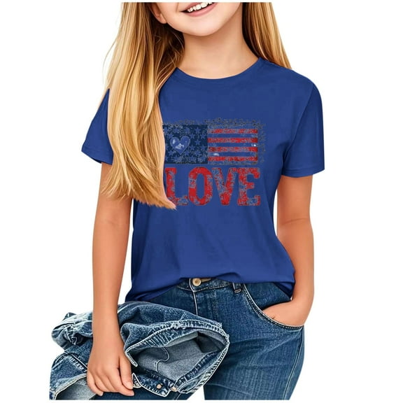 FamilyThread American Flag Shirt for Kids Boys Girls th of July Outfit Independence Day T-Shirt Toddler Patriotic Tee Top