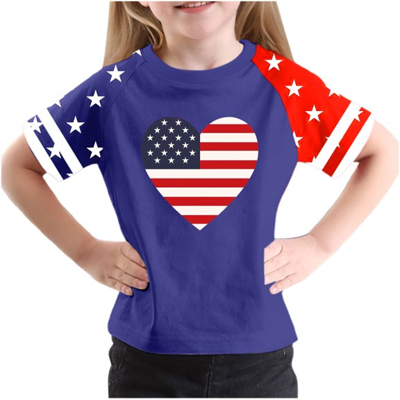 FamilyThread American Flag Shirt for Kids Boys Girls th of July Outfit Independence Day T-Shirt Toddler Patriotic Tee Top