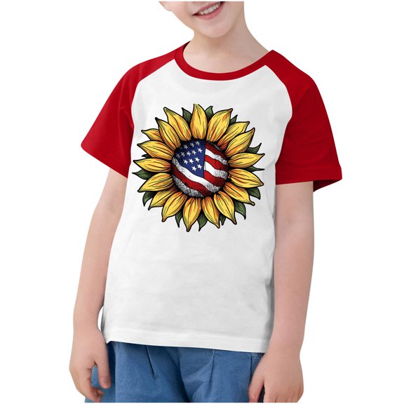 FamilyThread American Flag Shirt for Kids Boys Girls th of July Outfit Independence Day T-Shirt Toddler Patriotic Tee Top