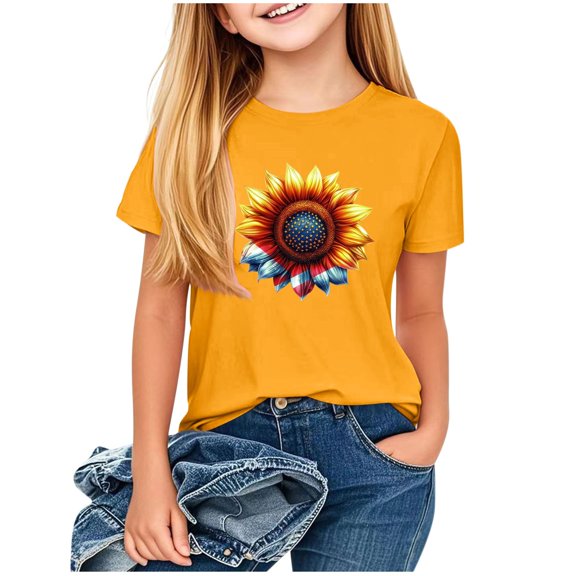 FamilyThread American Flag Shirt for Kids Boys Girls th of July Outfit Independence Day T-Shirt Toddler Patriotic Tee Top