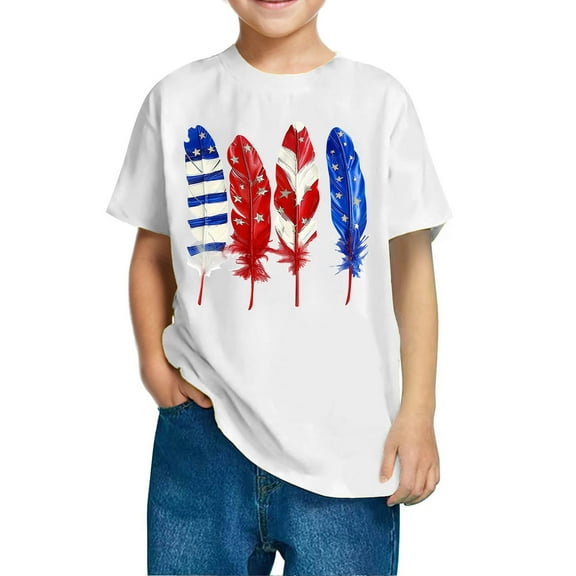 FamilyThread American Flag Shirt for Kids Boys Girls th of July Outfit Independence Day T-Shirt Toddler Patriotic Tee Top