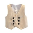 thumbnail image 1 of FamilyThread Boy's Formal Suit Vest Suit Button Vest Solid Color Waistcoat Vest Unique V-Neck Design with Pockets For 1-14Y, 1 of 3