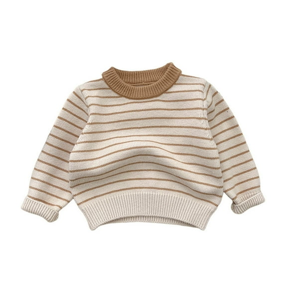 FamilyThread Boys And Girls Long Sleeve Knit Sweaters Striped Crewneck Pullover Fashion Sweater Kids Blouse Tops For 0-1Y