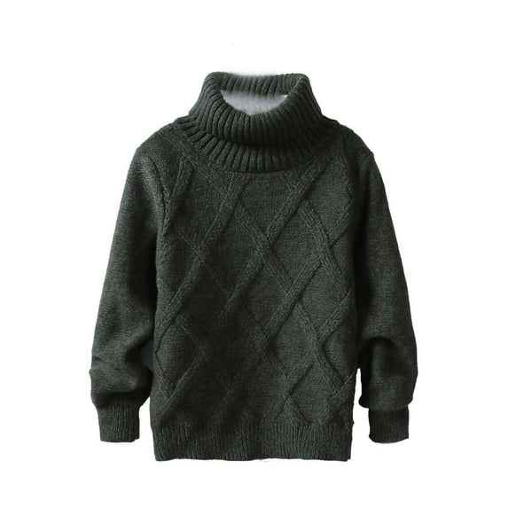 FamilyThread Boys And Girls Long Sleeve Knit Sweaters Turtleneck Pullover Sweater Kids Solid Color Blouse Tops For 2-12Y
