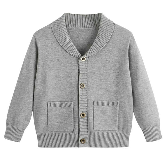 FamilyThread Boys Basic Long Sleeve V-Neck Classic Knit Cardigan Solid Color Sweater For 3-8Y