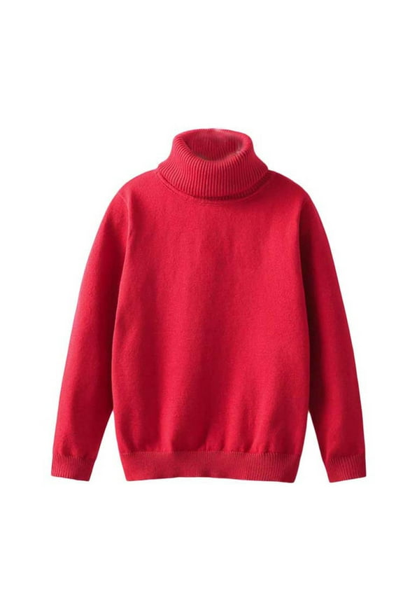 Boys Girls Long Sleeve Knit Sweaters Turtleneck Pullover Sweater Kids Cute Fall Blouse Tops For 2-12Y
