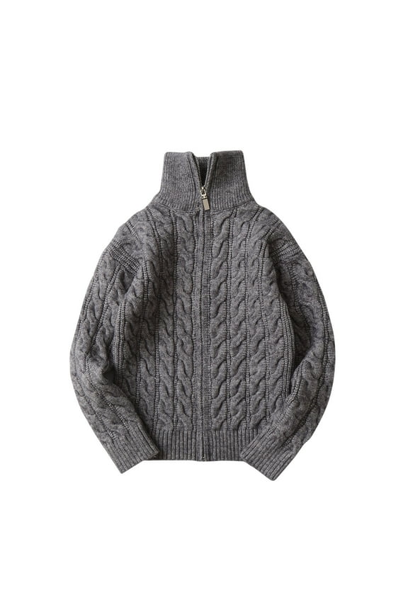 Boys Girls Long Sleeve Knit Sweaters Turtleneck Pullover Sweater Kids Quarter Zip Casual Tops For 3-12Y