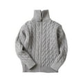 thumbnail image 1 of FamilyThread Boys Girls Long Sleeve Knit Sweaters Turtleneck Pullover Sweater Kids Quarter Zip Casual Tops For 3-12Y, 1 of 5