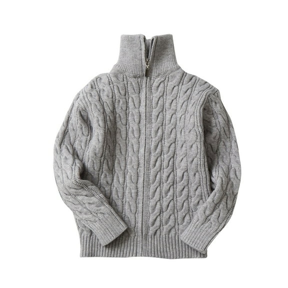 FamilyThread Boys Girls Long Sleeve Knit Sweaters Turtleneck Pullover Sweater Kids Quarter Zip Casual Tops For 3-12Y
