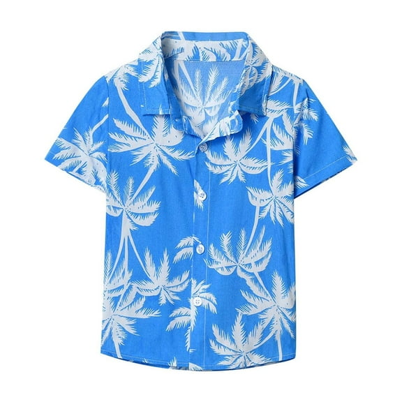 FamilyThread Boys Hawaiian Shirt for Boy&Men Short Sleeve Cuban Collar Tropical Holiday Summer Beach Shirts For 1-14Y