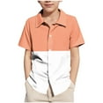 thumbnail image 1 of FamilyThread Boys Short Sleeve Dress Casual Shirts Cotton Button Down Shirts Splicing Color for Boys For 5-15Y, 1 of 7