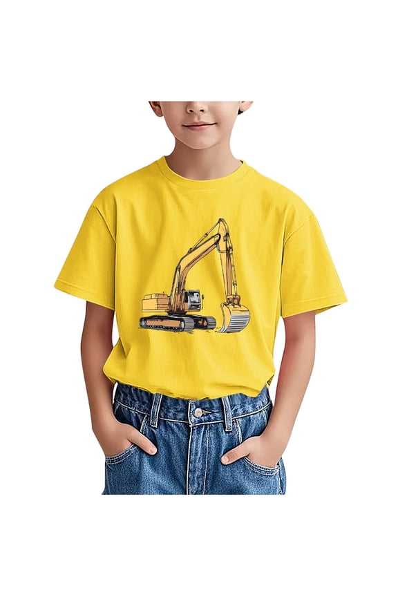 Boys Short Sleeve T Shirts Kids Summer Crewneck Tops Fashion Pattern Loose Fit Tees For 3-15Y