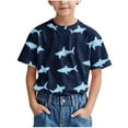 thumbnail image 1 of FamilyThread Boys Short Sleeve T Shirts Kids Summer Crewneck Tops Shark Pattern Loose Fit Tees For 1-12Y, 1 of 6