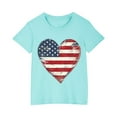 thumbnail image 1 of FamilyThread Children's Casual Loose T-shirt American Flag 4th of July Heart Style Summer Comfortable Short Sleeved Round Neck Top For 3-9Y, 1 of 9