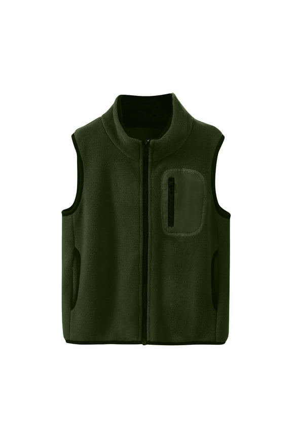 Children's Full Zip Polar Fleece Vest Sleeveless Outwear Warm Jacket with Pockets For 4-17Y