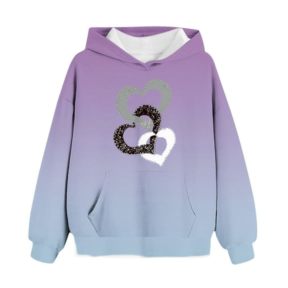 FamilyThread Children's Hooded Sweatshirt Pullover Hoodies Long Sleeve Warm Hoodie Heart Style Sweatshirts For 2-13Y