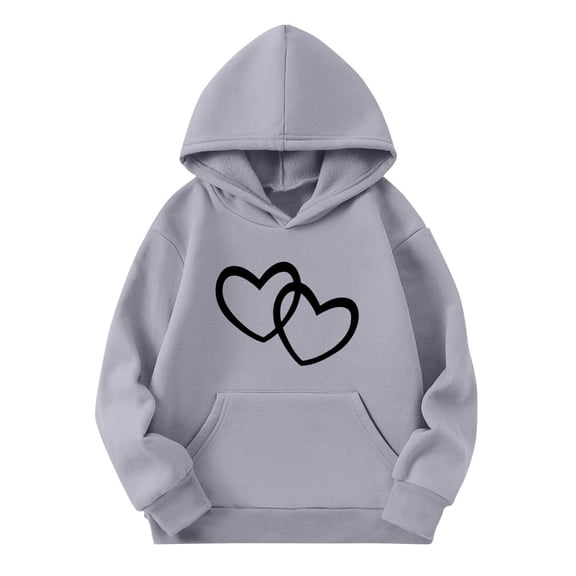 FamilyThread Children's Hooded Sweatshirt Pullover Hoodies Long Sleeve Warm Hoodie Heart Style Sweatshirts For 3-14Y