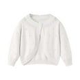 thumbnail image 1 of FamilyThread Children's Long Sleeve Knitted Crewneck Cardigan Kids Button Closure Shrug Sweaters Solid Color Jacket Cover Up Tops Fall Winter Sweaters For 3-8Y, 1 of 5