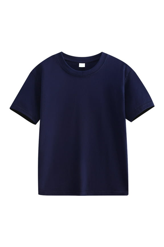 Children's Solid Color Cotton Summer Tshirts Boys Girls Basic Colorful Tee Short Sleeve Clothes Crew Neck Shirts For 2-11Y