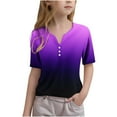 thumbnail image 1 of FamilyThread Children's Solid Color Short Girls Short Sleeve T Shirts V-Neck Solid Summer Casual Tops for 3-14 Years, 1 of 5