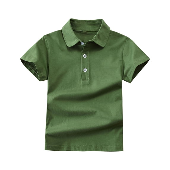 FamilyThread Children's Solid Color Short Sleeve Lapel Shirt Kids Collared School Uniform Shirts For 2-13Y