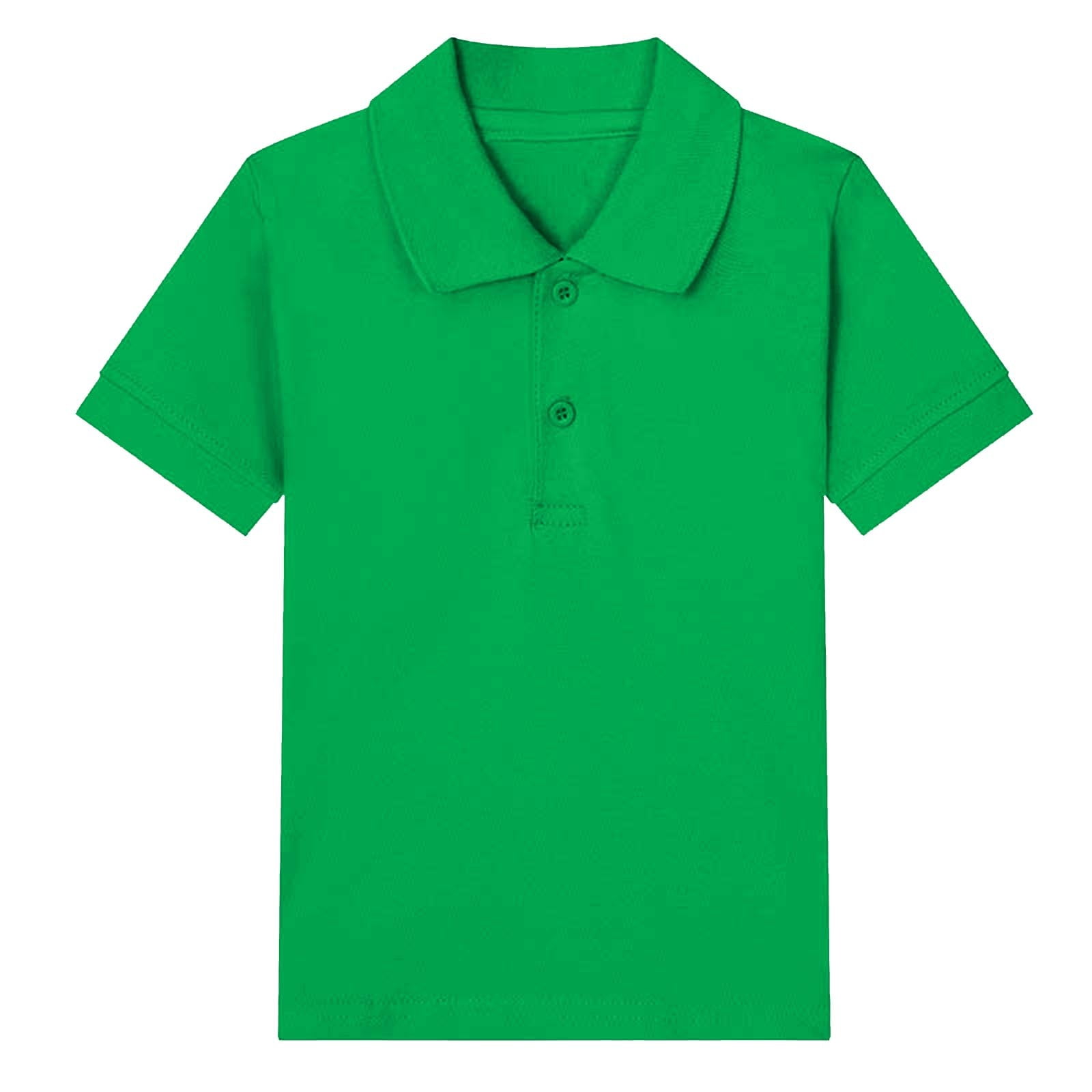 Children's Solid Color Short Sleeve Lapel Shirt Kids Collared School Uniform Shirts For 2-15Y