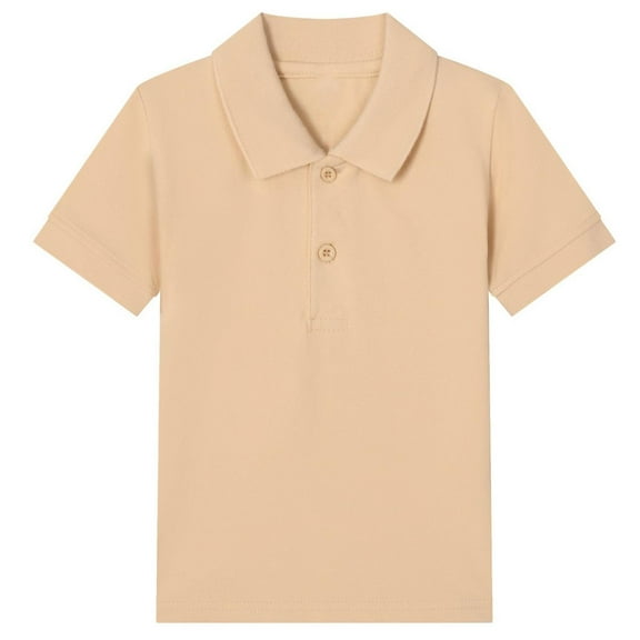 FamilyThread Children's Solid Color Short Sleeve Lapel Shirt Kids Collared School Uniform Shirts For 2-15Y