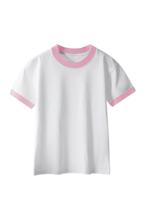 Children's Summer Crewneck Short Sleeve T Shirts Soft Basic Tees Kids Tshirts Solid Summer T-Shirt For 2-13Y
