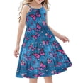 thumbnail image 1 of FamilyThread FamilyThread Girls Casual Butterfly Print Sleeveless Dresses Spaghetti Strap Summer Swing Twirly Sundress A-Line Dress For 4-14Y, 1 of 7