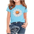 thumbnail image 1 of FamilyThread Girl's Flower Graphic Round Neck Short Sleeve Casual Trendy Cute Summer And Spring Tops For 2-14 Years, 1 of 4