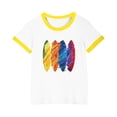 thumbnail image 1 of FamilyThread Girls Boys Short Sleeve Raglan T Shirts Kids Rainbow Striped Summer Tops Crewneck Basic Rainbow Graphic Tees 3-13 Years, 1 of 8