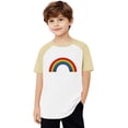 thumbnail image 1 of FamilyThread Girls Boys Short Sleeve Raglan T Shirts Kids Rainbow Striped Summer Tops Crewneck Basic Rainbow Graphic Tees 3-13 Years, 1 of 9