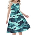 thumbnail image 1 of FamilyThread Girls Casual Camouflage Sleeveless Dresses Spaghetti Strap Summer Swing Twirly Sundress A-Line Dress For 4-14Y, 1 of 7