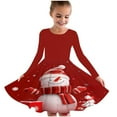 thumbnail image 1 of FamilyThread Girls Christmas Dress Long Sleeve Dress for Girls Swing Twirly Skater Dresses Snowman Print Casual A Line Dresses For 4-12Y, 1 of 5