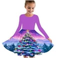 thumbnail image 1 of FamilyThread Girls Christmas Dress Long Sleeve Dress for Girls Swing Twirly Skater Dresses Tree Print Casual A Line Dresses For 4-12Y, 1 of 5