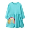 thumbnail image 1 of FamilyThread Girls Dress Long Sleeve Comfortable Dress Crewneck Cotton Cute Print Casual A Line Dresses For 2-8Y, 1 of 4