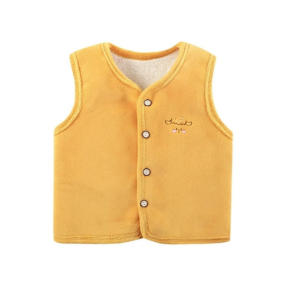FamilyThread Girls Fashion Vest Sleeveless Sherpa Fleece Vest Button Button For 1-5Y