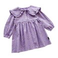 thumbnail image 1 of FamilyThread Girls Long Sleeve Dress Fall Autuman Cotton Casual Solid Jersey Shirt Dresses Fresh Style For 2-8Y, 1 of 9