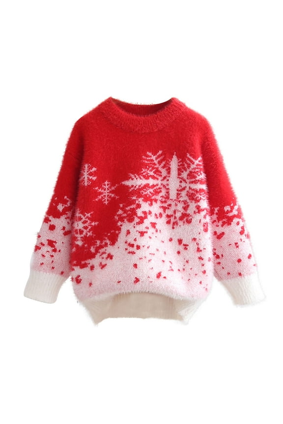Girls Long Sleeve Knit Sweaters Crewneck Pullover Sweater Kids Cute Fall Blouse Tops For 5-15Y