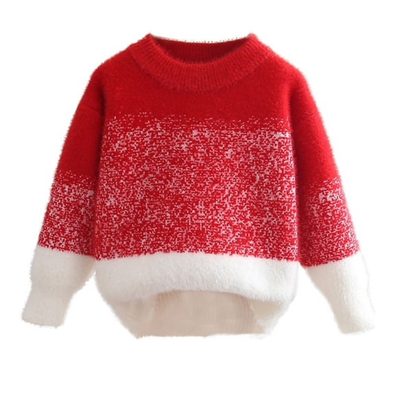 FamilyThread Girls Long Sleeve Knit Sweaters Crewneck Pullover Sweater Kids Cute Fall Blouse Tops For 5-15Y