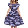 thumbnail image 1 of FamilyThread Girls Summer Camouflage Dresses with Ruffle Short Sleeve Casual A-Line Swing Twirly School Sundress For 5-14Y, 1 of 8