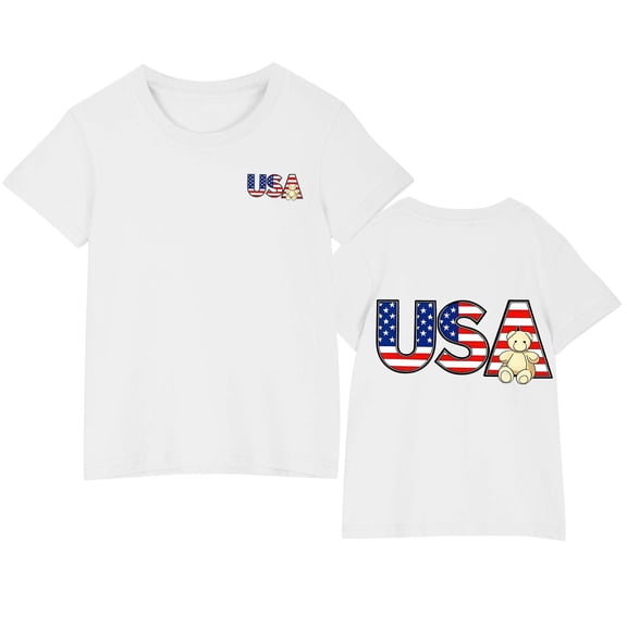 FamilyThread Kids America Flag 4th of July Shirt Toddler Kids Boys Girls Patriotic USA Shirt, Red White and Blue Tee Top