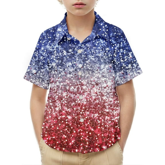 FamilyThread Kids America Flag 4th of July Shirt Toddler Kids Boys Girls Patriotic USA Shirt, Red White and Blue Tee Top