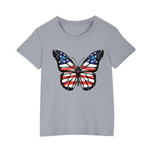 FamilyThread Kids America Flag 4th of July Shirt Toddler Kids Boys Girls Patriotic USA Shirt, Red White and Blue Tee Top