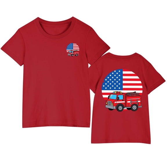 FamilyThread Kids America Flag 4th of July Shirt Toddler Kids Boys Girls Patriotic USA Shirt, Red White and Blue Tee Top